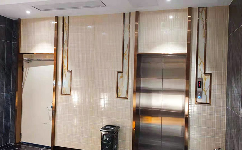 會所的電梯墻面樹脂板拼接裝飾